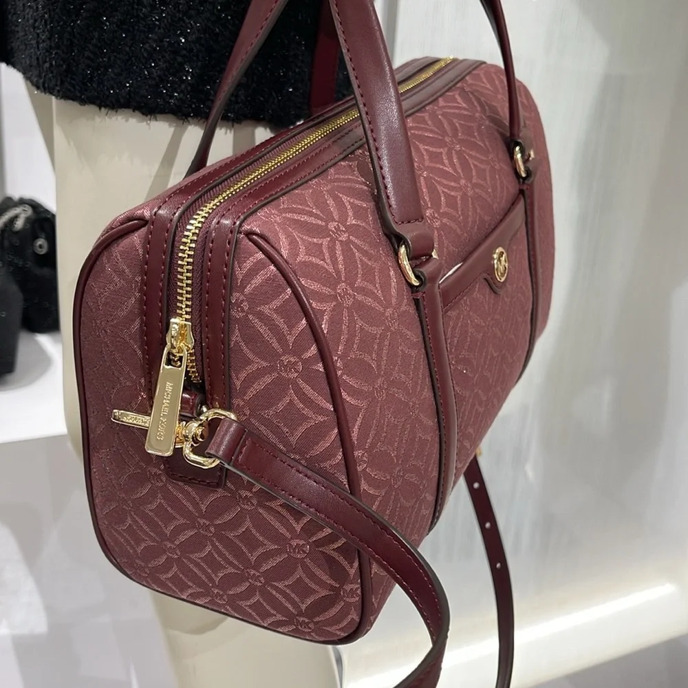 MICHAEL KORS JST TRAVEL MEDIUM DUFFLE SATCHEL SHOULDER CROSSBODY BAG MK OXBLOOD - Picture 14 of 16